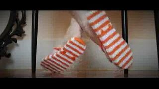 Orange & weiße Flip-Flops mit Streifen