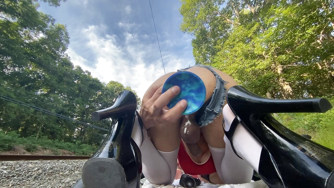 Outdoor sissy bimbo slut rough buttfuck