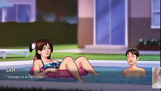 Büyük memeli orta yaşlı seksi üvey anne şaşırdı!! Onu yüzme havuzunda siktim.