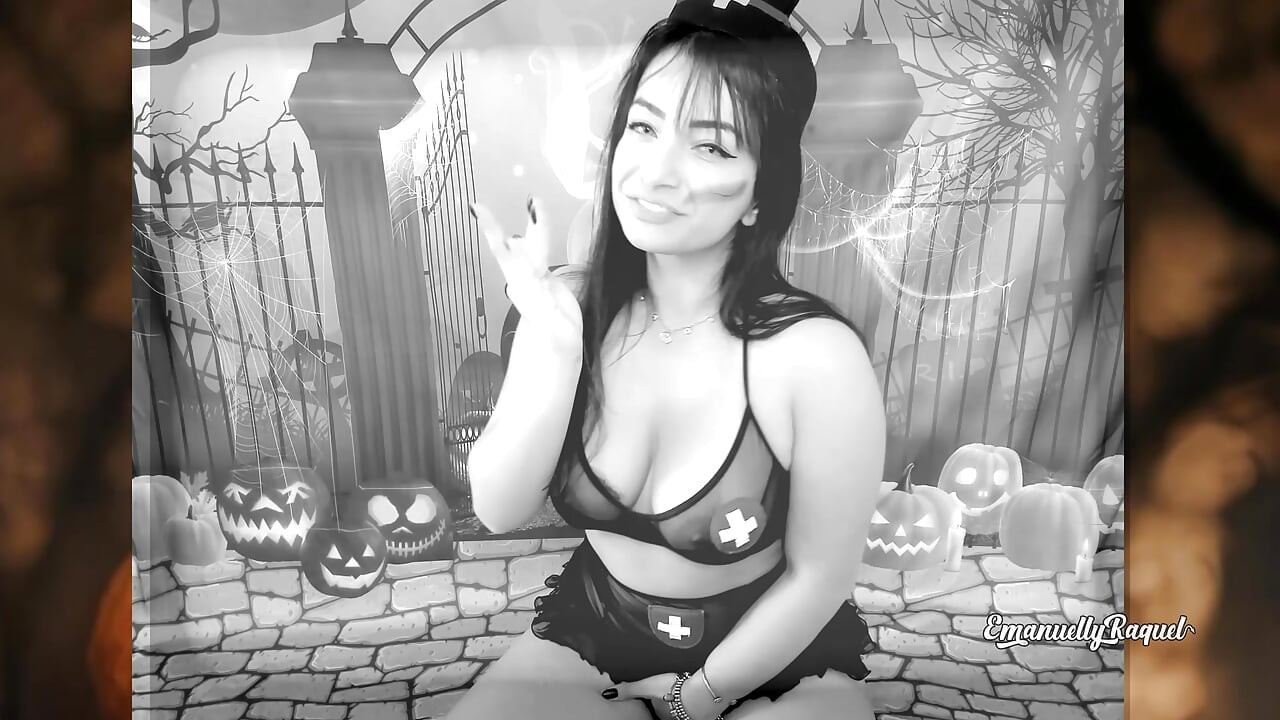 Terror Porno GEEK NERD GORĄCA CIEMNA PIELĘGNIARKA COSPLAY EMANUELLY RAQUEL BAWI SIĘ DWOMA DUŻYMI DILDAMI BBC