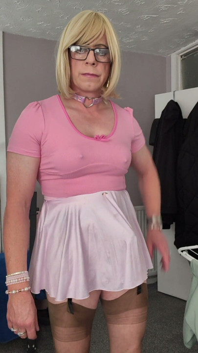 Teasing in my short skirt FF stockings and heels | Clip 1