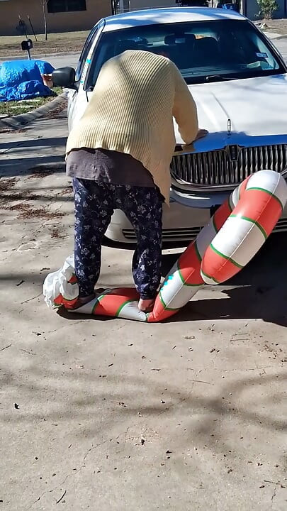 Big Beautiful Woman Nurse Vicki Crushes This Blow up Candy Cane