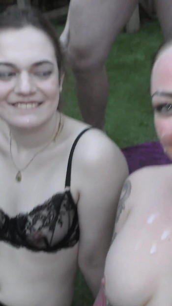 Tattooed Sluts From the UK Sucking Some Hard Cocks Outdoors