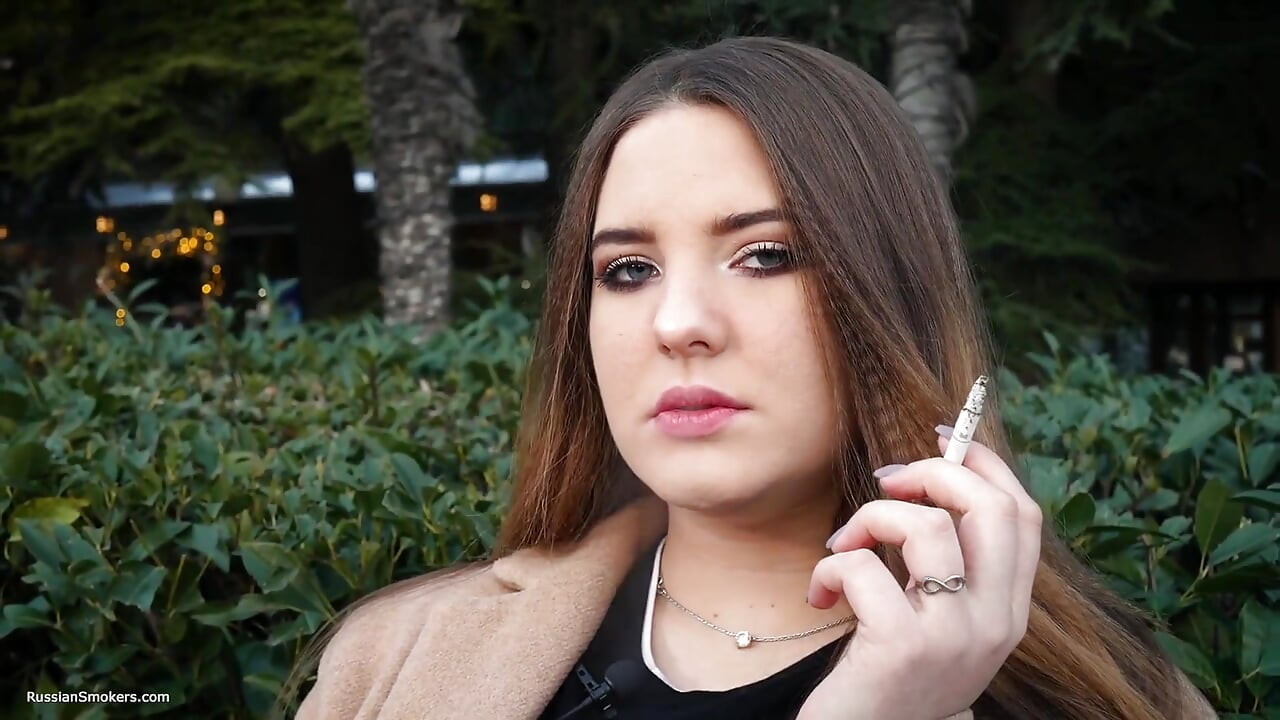 Russian Girl Spends Her Lunch Break Smoking 3 Cigs in a Row