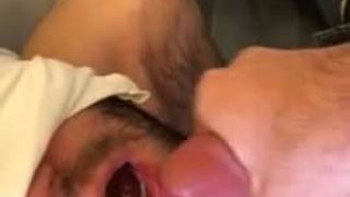 cum in his mouth, he swallows