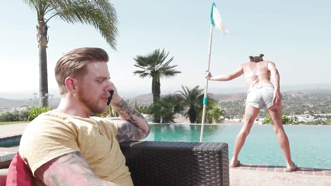 Genderx Films - Slutty Trans Poolgirl Cheers up Sad Hunk Wt Her Massive Cock