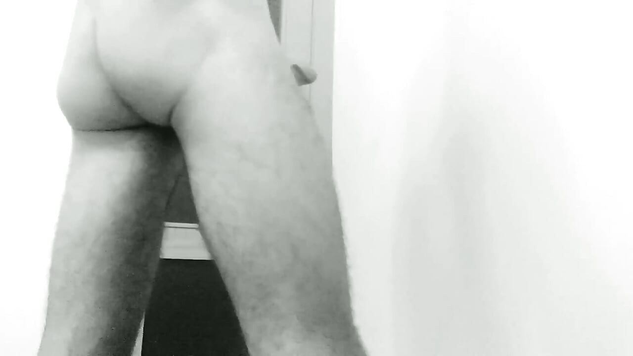 Masturbation of This Slim Handsome Boy with Big Cock in Black and White