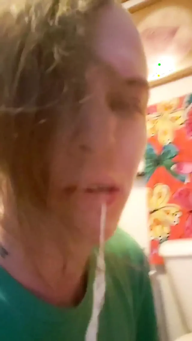 Nadia Gagging up Spit for Lube to Play with Purple Vibrator