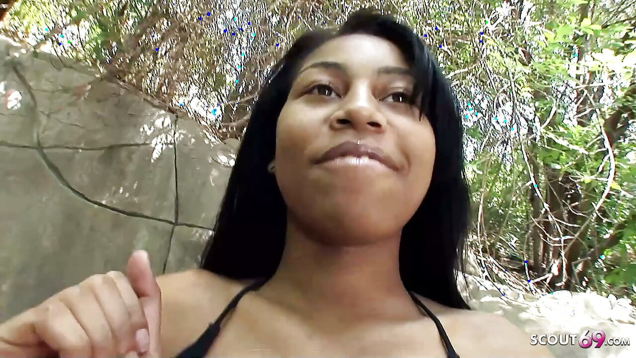 Slim Black Ebony Teen with round Ass and puffy Tits talk to Interracial no condom Casting Fuck