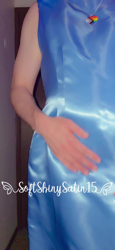 Fabulous New Baby Blue Acetate Satin Dress!!!