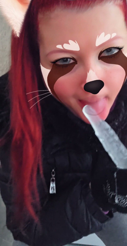 Kinky girl Ana Liz sucks a thick icicle in secret.. | Clip 1