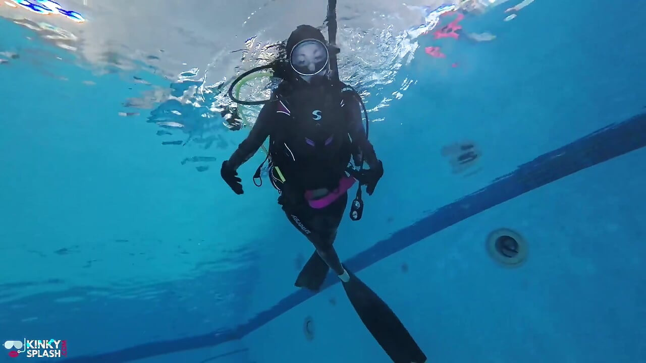Underwater Scuba Slave Training - Dominated in Chains & Wetsuit Edging