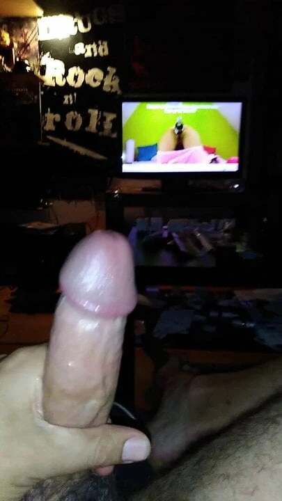 Stroking my lubed cock