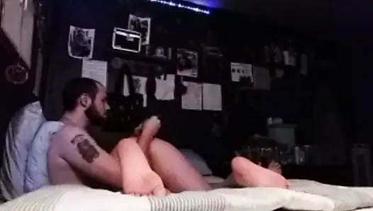 Caught in friends bed on cam