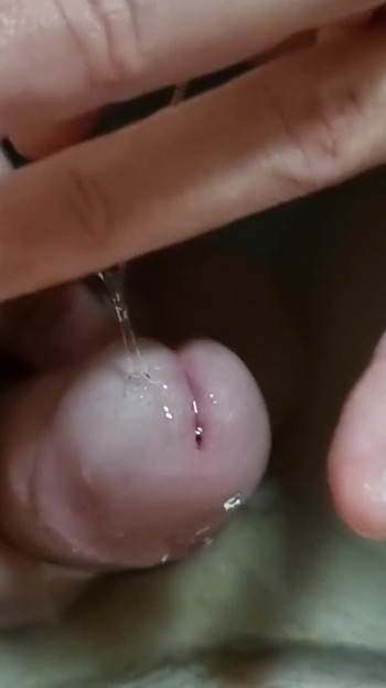 Hot girl plays with her penis in the bathtub, inserts her finger into the urethra | Clip 1