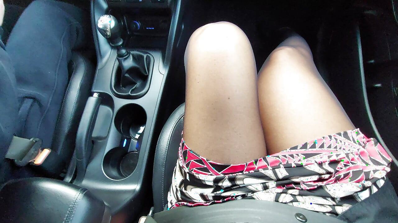 Elegant stepmom alone in the car with stepson