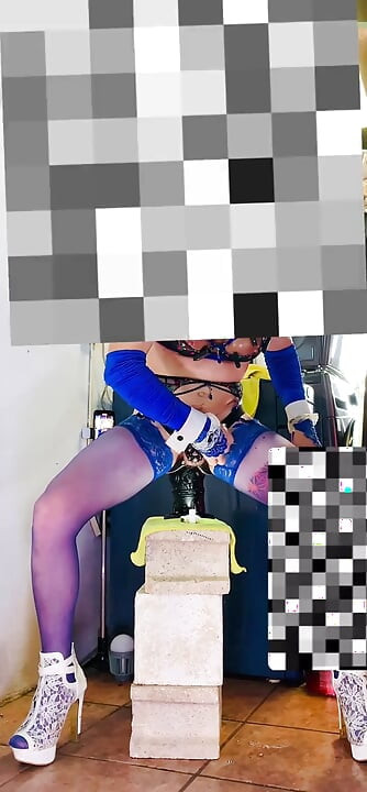 Horny Shemale with Big Silicone Tits Gets Fucked in the Ass Outside