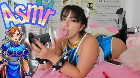 ASMR PORNO INTENSIVES CHUN LI COSPLAY EMANUELLY RAQUEL OHR LECKT AHEGAO, BLOWJOB UND TITTENFICK