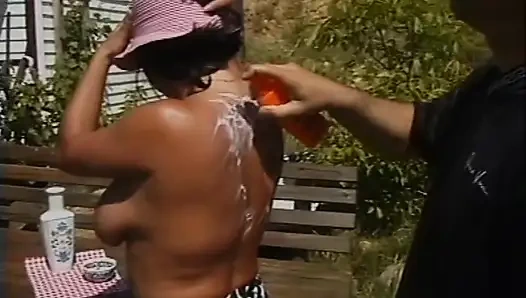 Busty MILF Fucked and Cummed in Mouth by Big Wide Cock in Home Garden