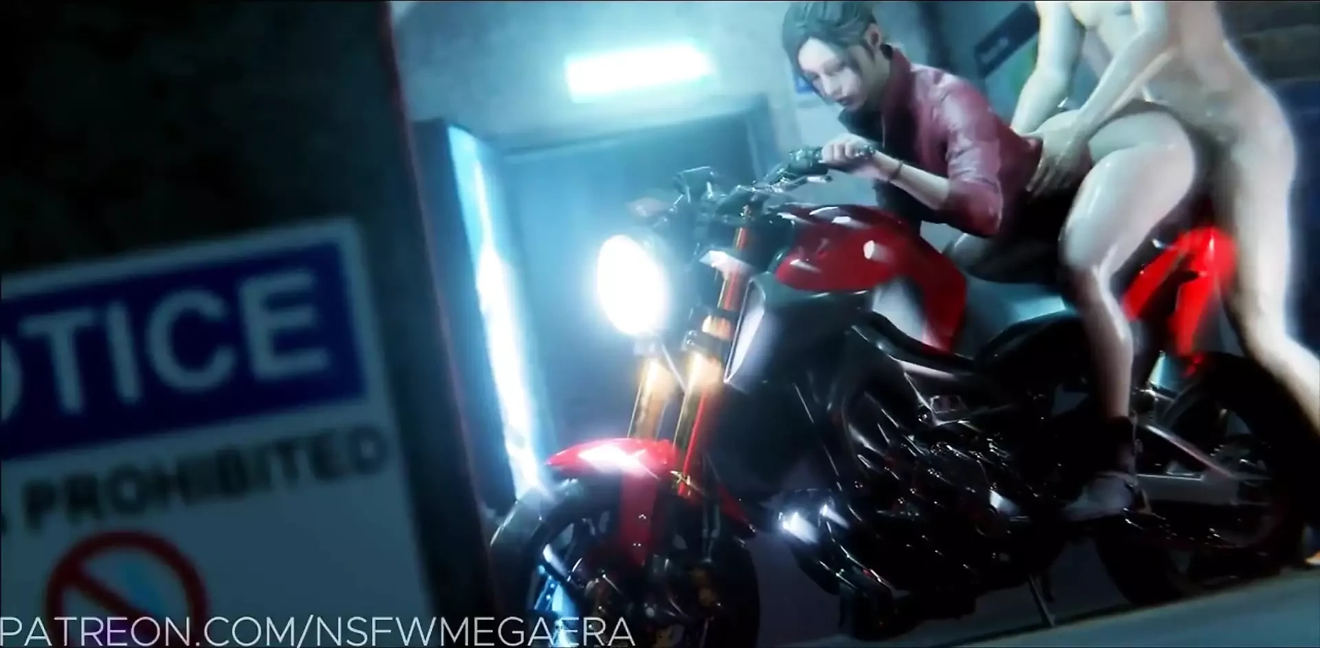 A rezidens gonosz Claire Redfield kemény fasszal baszik a motorján