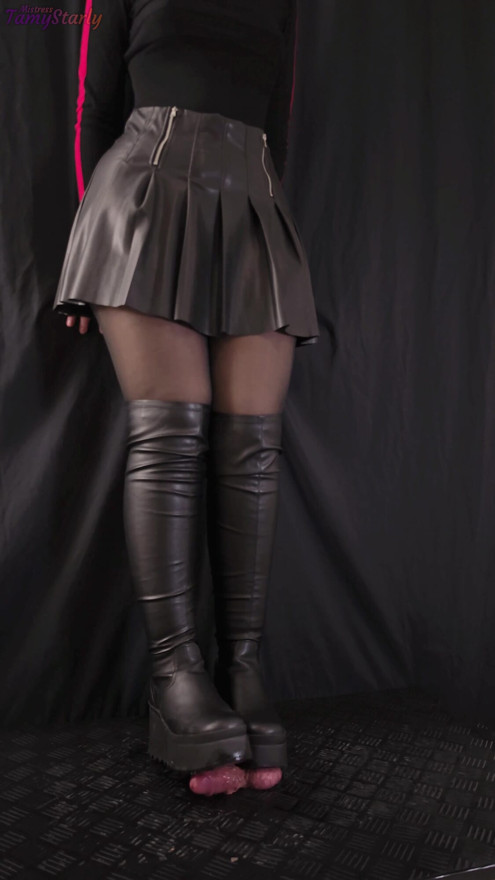 Crushing and Removing Bruises in Platform Knee High Boots - Cock Balls Crush Trample, Shoejob, CBT, Trampling, Bootjob, Stomping