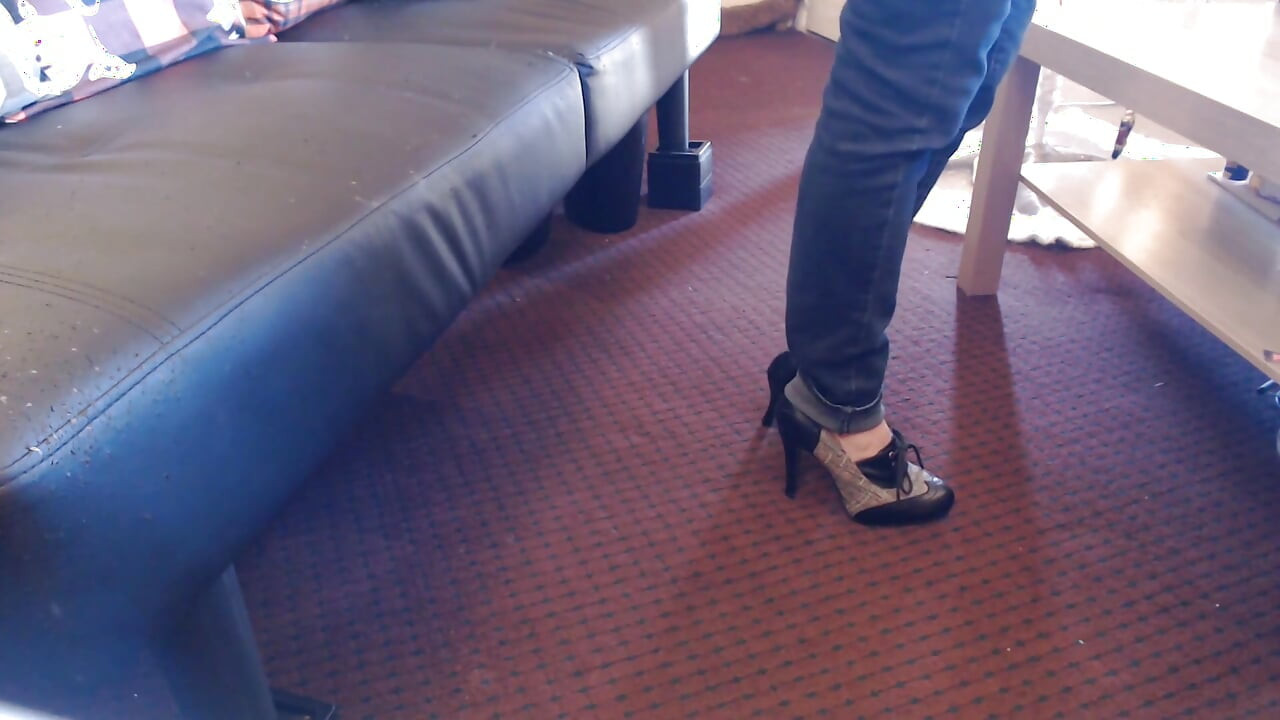Oxford toe high heel tweed double cross
