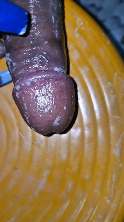Blue nails creamy cock