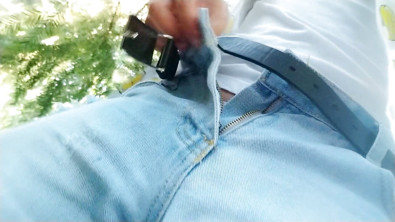 Peeing in the Park Behind a Tree