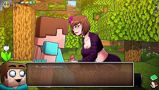 HornyCraft Пародия на Minecraft - Стив получает грязную дрочку от Дженни за алмаз