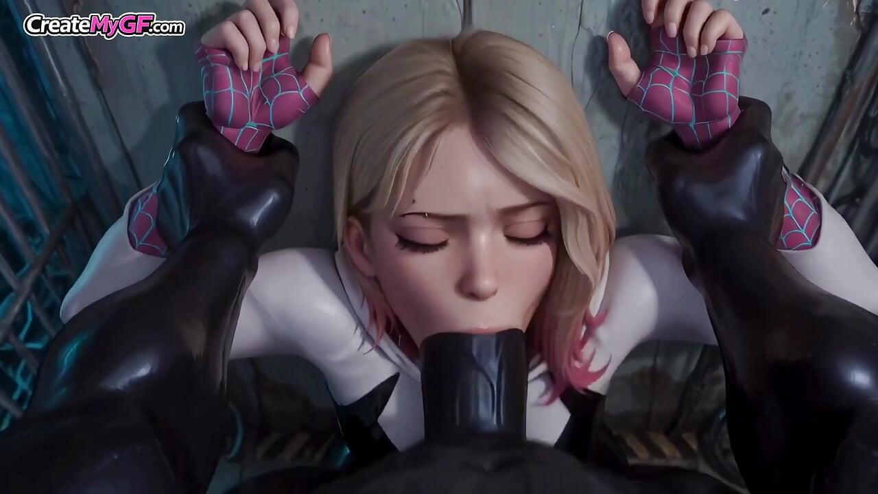 Seksi vitka Gwen je duboko u grlu i jebana od strane crnog kurca VENOM - 3D animacija X