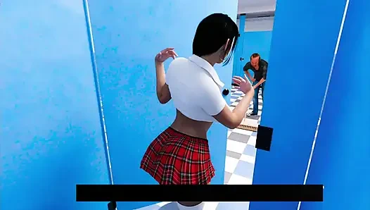 Sexy 18 Plus School Girl Showing Boobs Cleavage And Pussy To Cleaner Guy In Toilet