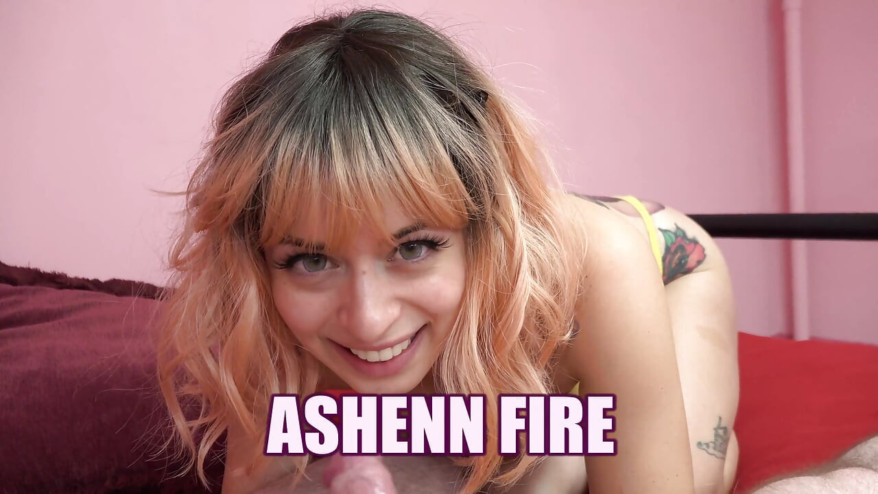 Tattooed hottie Ashenn Fire wears a skimpy bikini to give Logan a POV blowjob