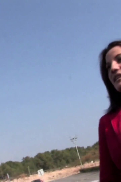 Horny brunette slut picked up and rammed