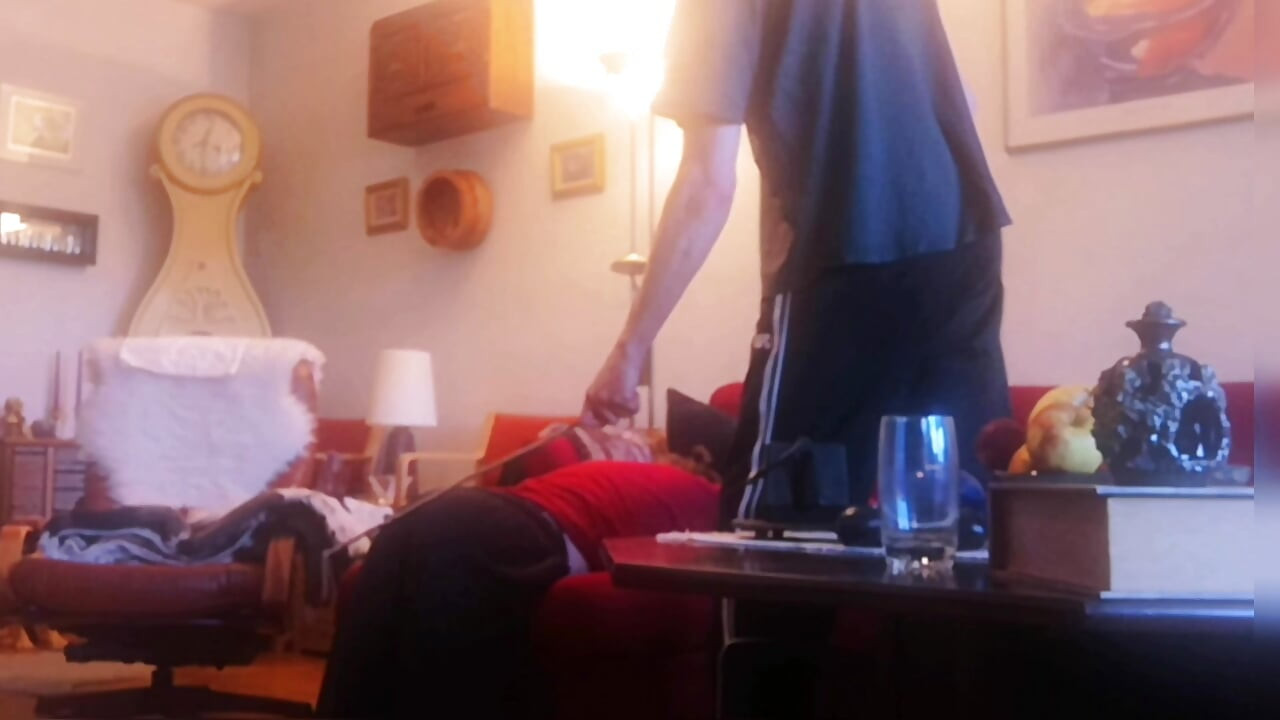 Amateurboy is caned on feet and ass