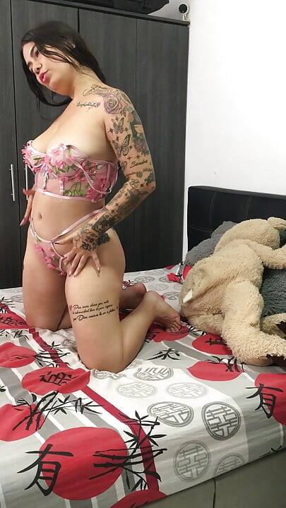 My girlfriend sends me hot video showing her tits.