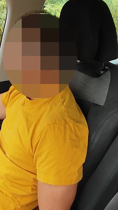 Captivating moment from "Dick Flash! Cute girl gives me a blowjob in the public parking lot after seeing my big cock -"
