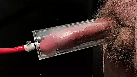 Filling the penis pump full of cock
