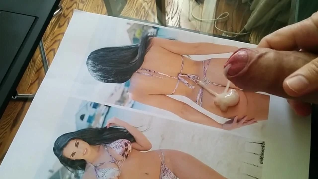 CUM tribute for Paris ass in string thong
