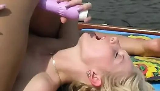Busty Blonde Captain Invites Her Her Pretty Sailor to Play Sapphic Games on the Board of Her Yacht