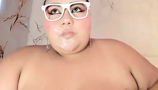 Sloppy Deepthroat: Lots of drool on my face and chest as I choke.