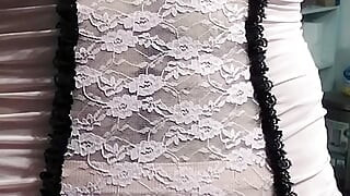 Cdmichelle Wearing White Sexy Lingerie Playing with Cock Until Huge Cum