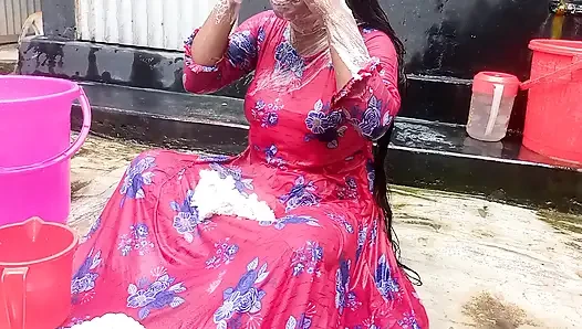 Amateur Desi Hot Step Mom Big Ass Big Nipple Outdoor Shower Exclusive Scene Captured By Her Step Son