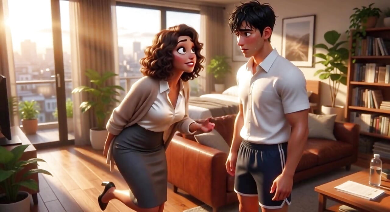 A Teacher's Secret Check on Her Friend's Stepson Kinks Turns Into Passionate Fantasy in Studio