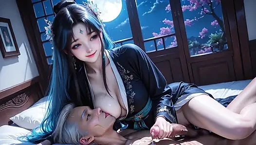 heißes traditionelles chinesisches mädchen drückt ihren samen aus