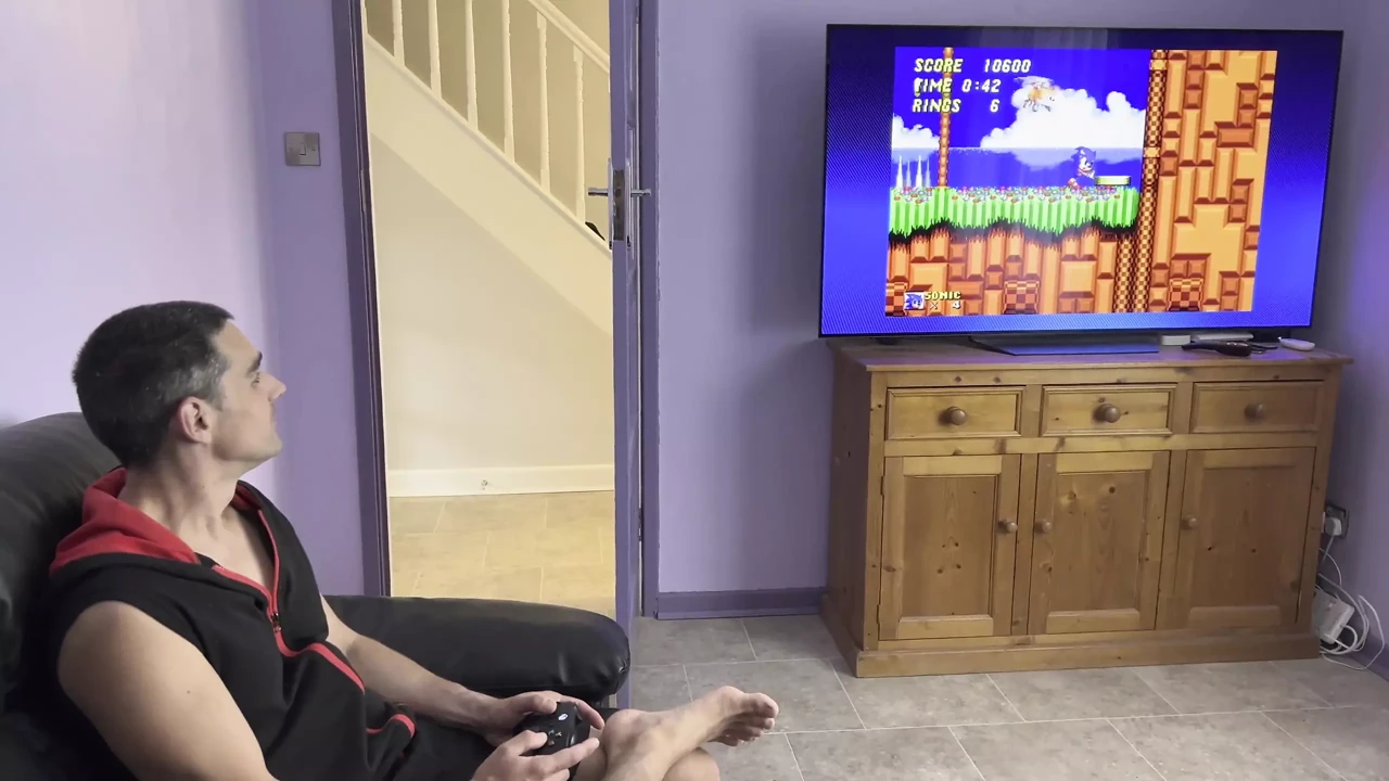 Film: glued to playing sonic the Hedgehog. But I wanted sex!