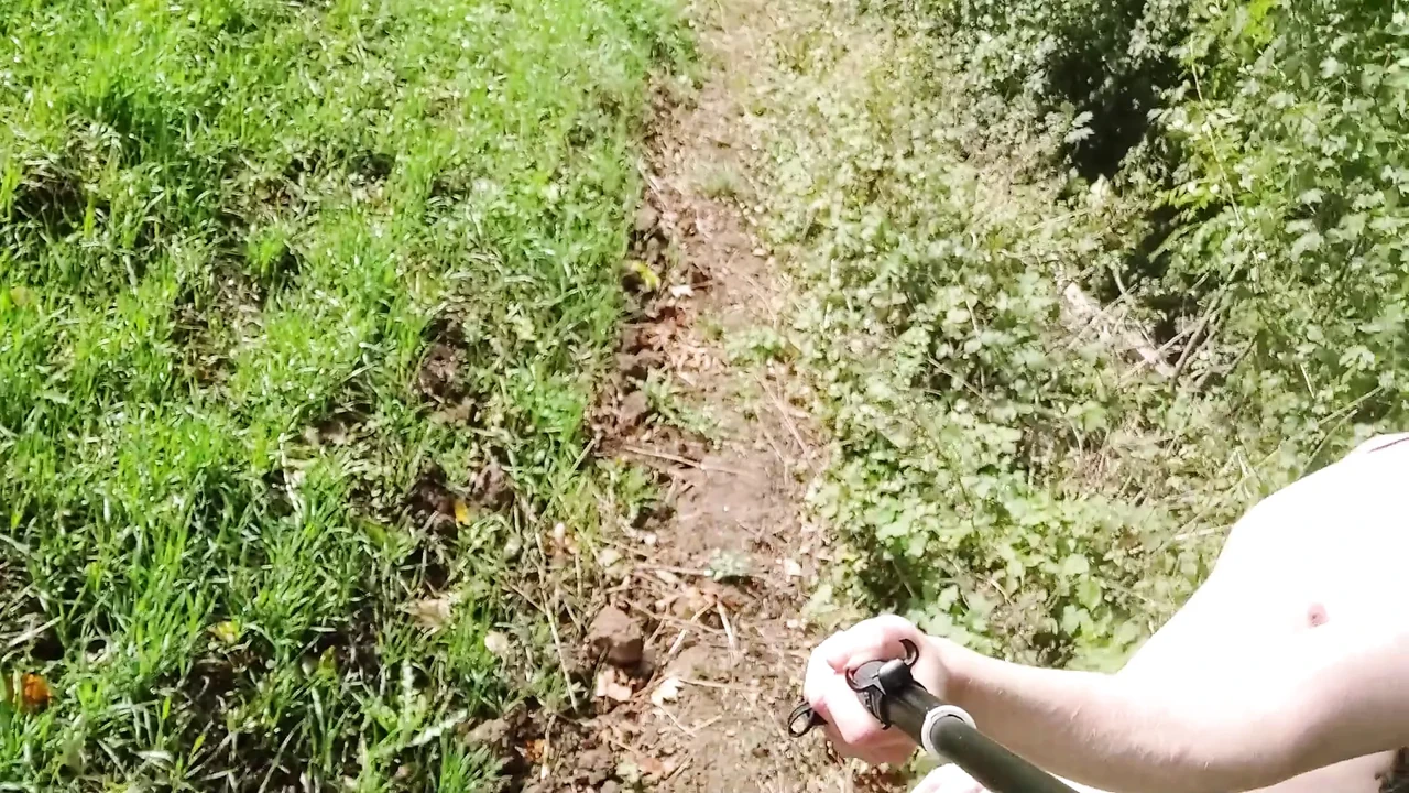 Walking naked to a new place with tracks and Blug plug,dildo