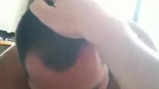 Bear guy sucking a huge cock
