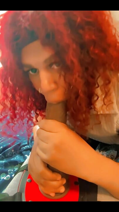 Sucking Big Black Dildo