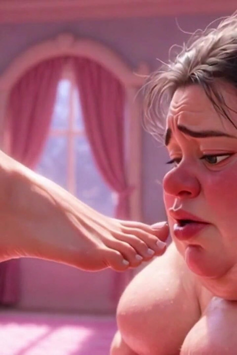 Ugly Fat SSBBW Humiliated Licking Beautiful Woman's Feet