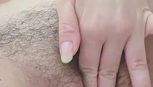 Masturbating my hairy pussy in the bathroom